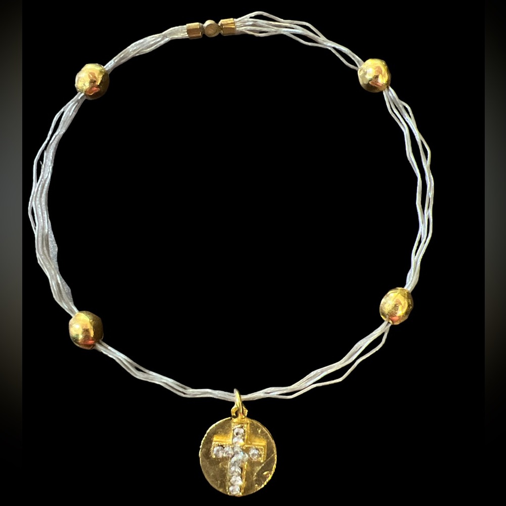 Seasonal Whispers Cross Silver/Gold Charm Bracelet size M